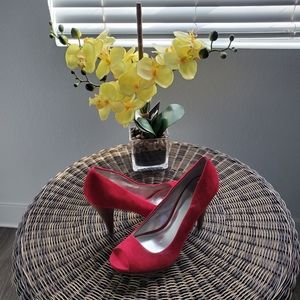 💋Style & Co Red Brick Suede Peep Toe Heels